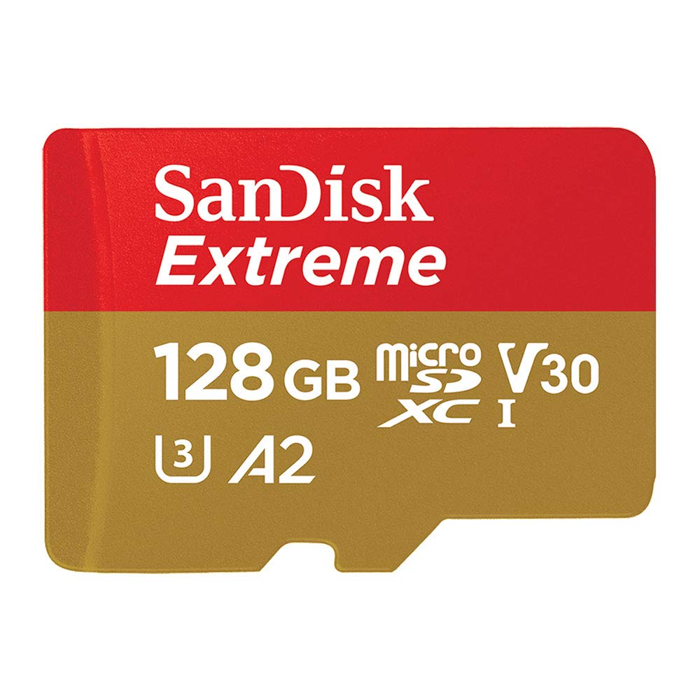 SanDisk 128GB Extreme microSDXC UHS-I Memory Card with Adapter - Up to 160MB/s, C10, U3, V30, 4K, A2, Micro SD - SDSQXA1-128G-GN6MA