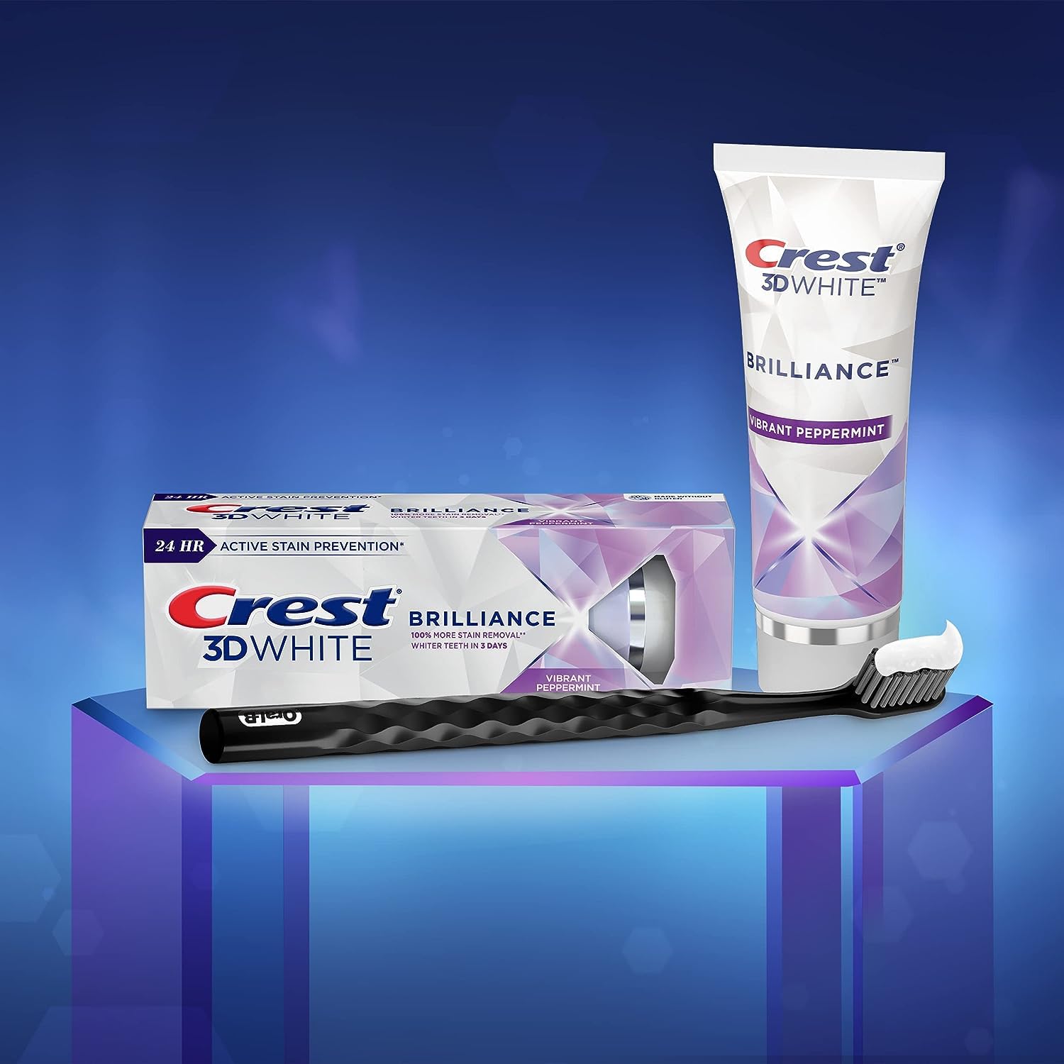 Crest 3D White Brilliance Teeth Whitening Toothpaste, Vibrant Peppermint, 3.5 Ounce (Pack of 3)