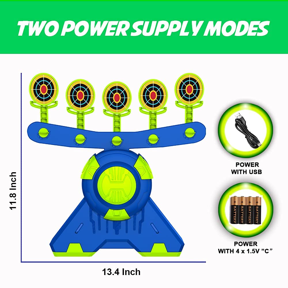 BAODLON Shooting Games Toy for Age 5, 6, 7, 8, 9, 10+ Years Old Kids, Boys - Glow in The Dark Floating Ball Target with Foam Dart Toy Gun, 10 Balls/5 Targets - Ideal Gift