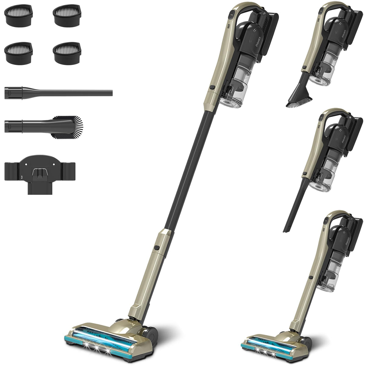 Prisvacs Cordless Vacuum Cleaner, 25Kpa Powerful Suction Ultralight Stick Vacuum with Tangle-Resistant Floor Brush, 2500mAh Fast-Charging Battery for Pet Hair Floor Carpet Stair, 4 Hepa