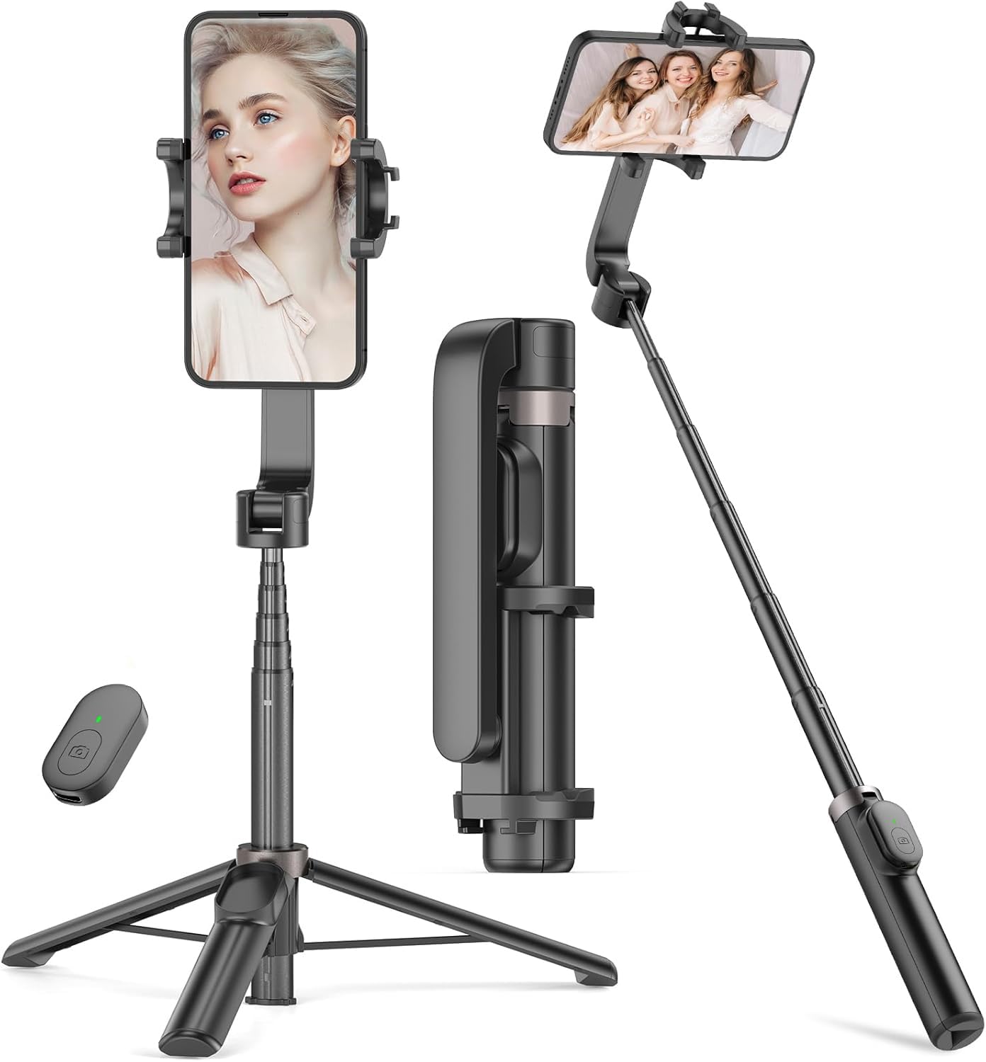 XXZU Cell Phone Selfie Stick Tripod, Smartphone Tripod Stand with Remote, Portable Phone Tripod Stand for Group Selfie/Live Streaming/Video Recording Compatible with All Cellphone