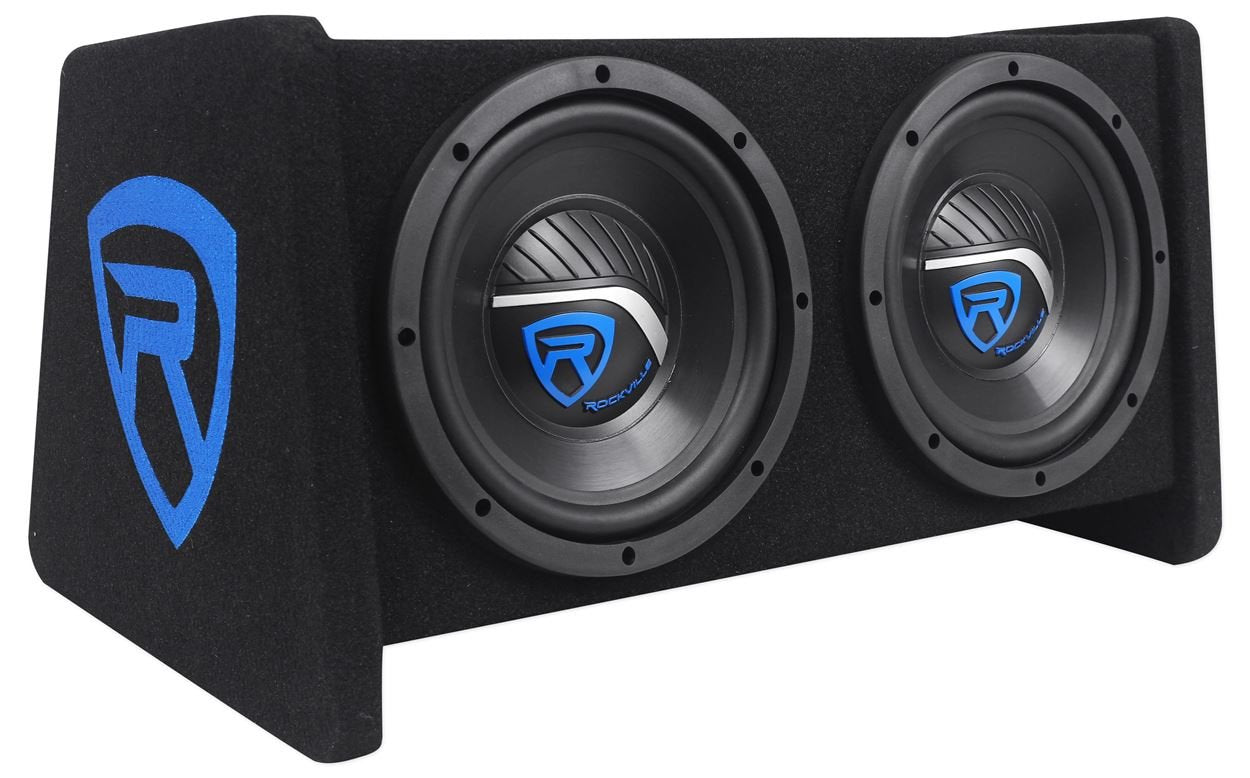 Rockville RV8.2A 800 Watt Dual 8" Car Subwoofer Enclosure+Mono Amplifier+Amp Kit black