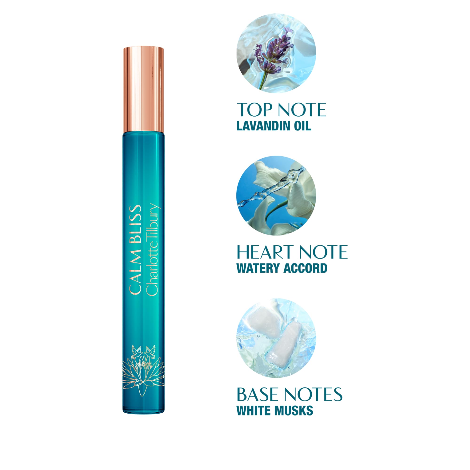 Charlotte Tilbury Calm Bliss Eau De Parfum - Emotion-Boosting Floral Perfume Enriched with Naturally-Derived Oils - Long-Lasting Scent with Notes of Neroli Oil, Watery Accord & Lavandin Oil (10ml)