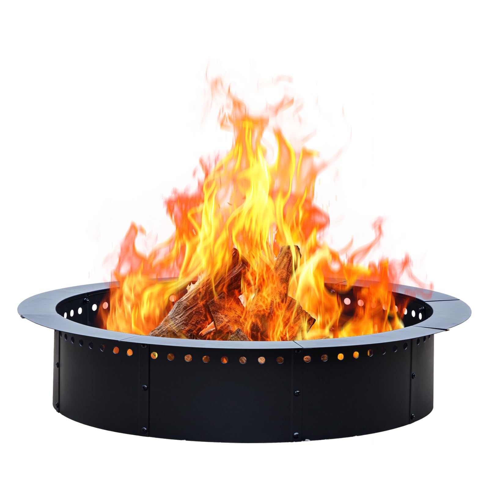 Grovellis 42 inch Outdoor Fire Pit Liner, Round Heavy Duty Fire Pits, Rim Insert Firepit for Outside, DIY Campfire Fireplace