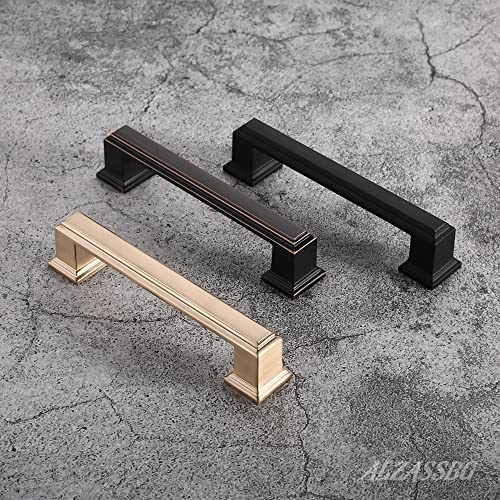 Alzassbg 10 Pack Brushed Black Nickel Cabinet Pulls, 5 Inch(128mm) Hole Centers Cabinet Handles Kitchen Hardware for Cabinets and Drawer AL3071BBN