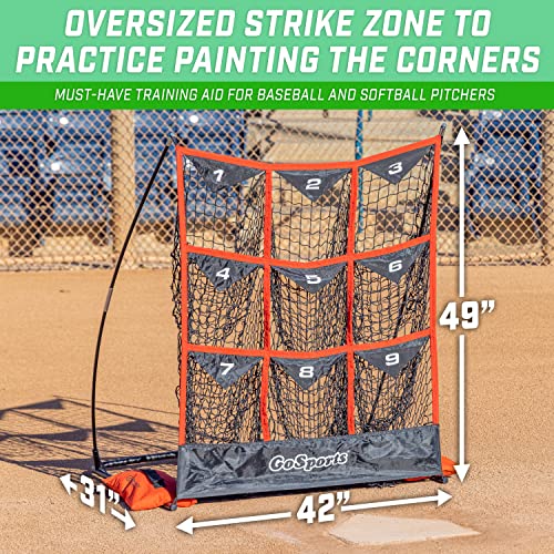 GoSports 9 Hole Baseball & Softball Pitching Strike Zone Target Net - 49 x 30 Inches