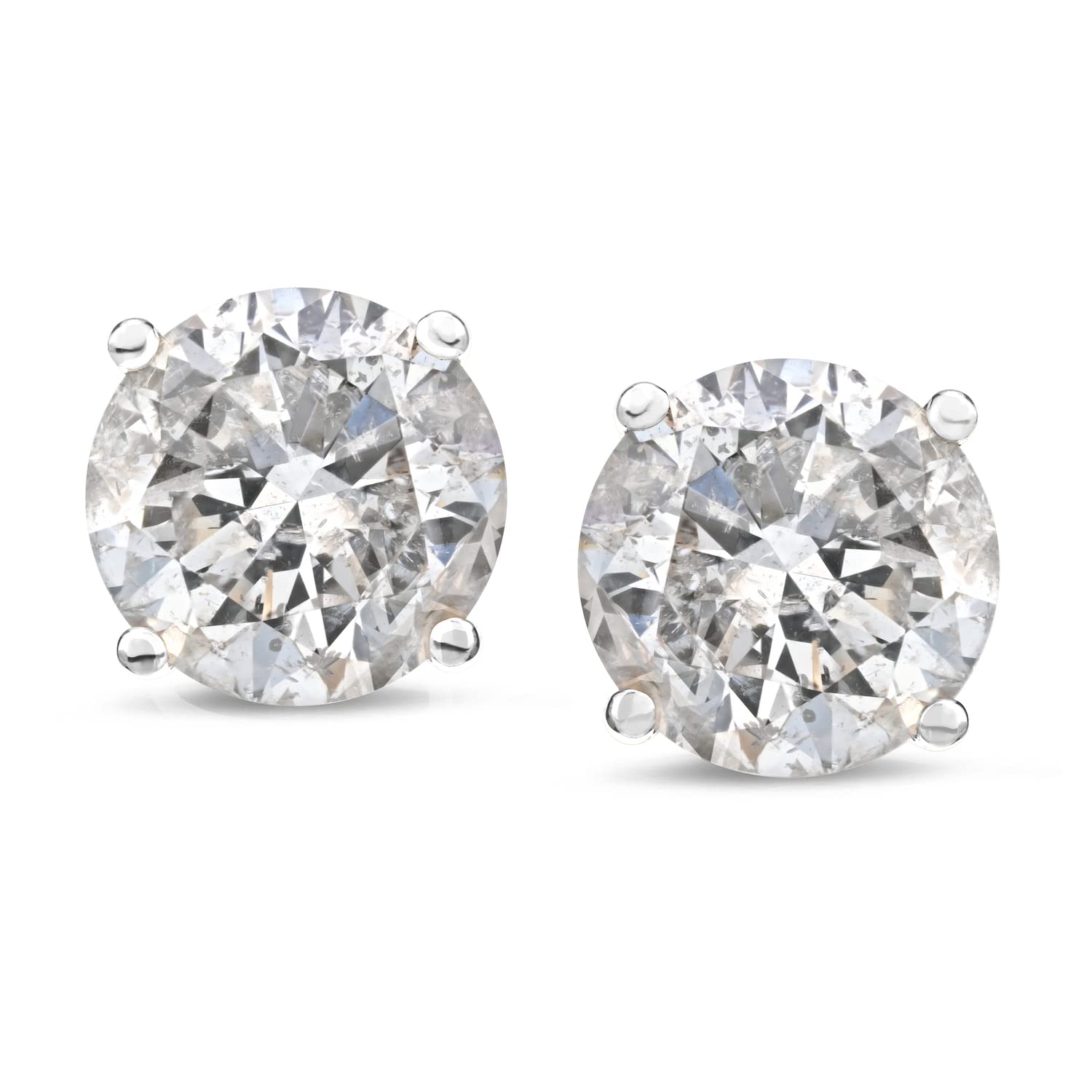 Amazon Essentials Certified 14k White Gold Diamond with Screw Back and Post Stud Earrings (1 cttw, J-K Color, I1-I2 Clarity) (previously Amazon Collection)