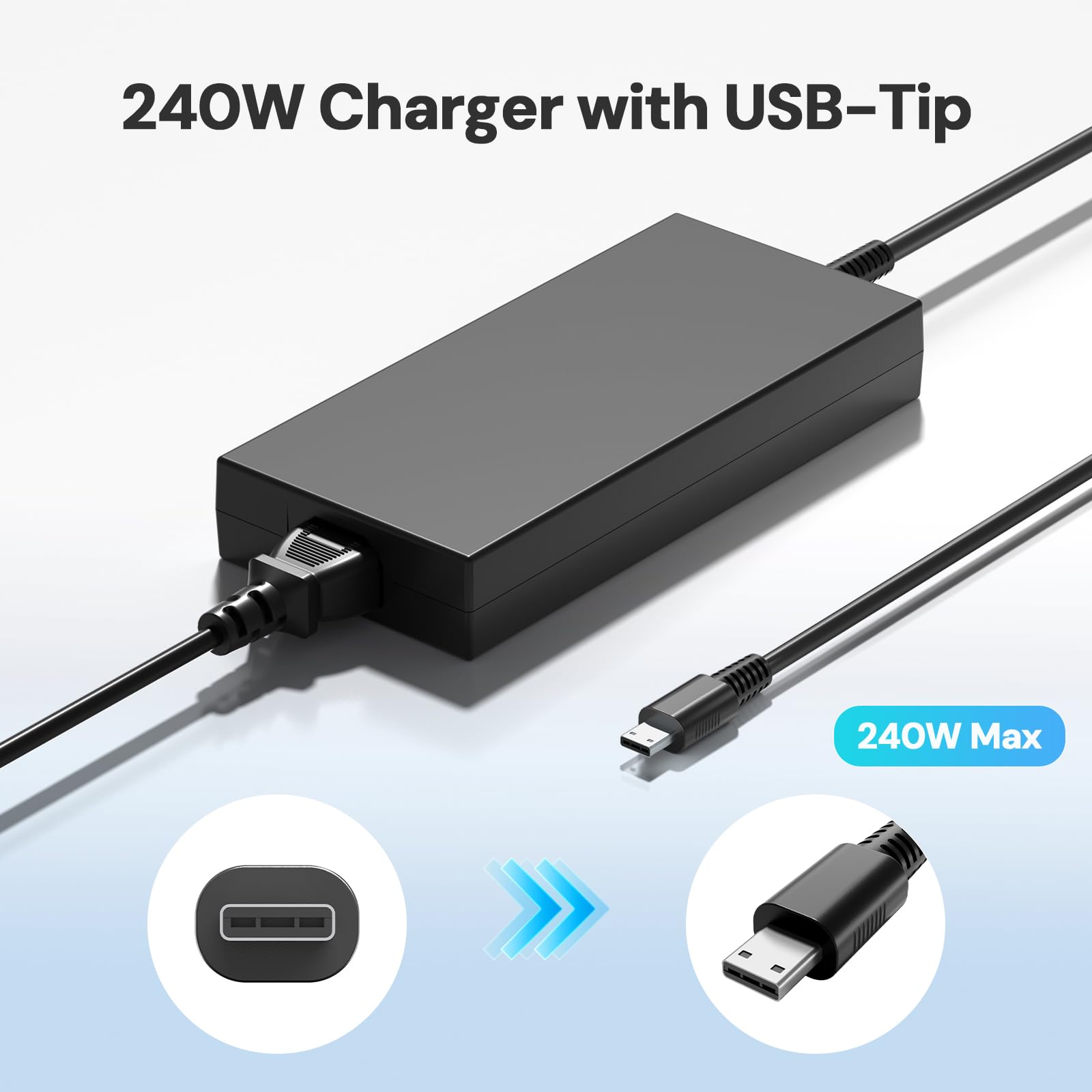 Dongerdi 230W 240W Charger Fit for MSI Stealth A16 16 17 GS77, Alpha 17 C7V, CreatorPro 16, Creator A16 16 Z16, GE66 GE76 Raider, GP66 GP76 Leopard, WE76, 100–240V Global Power Adapter Supply, USB–Tip