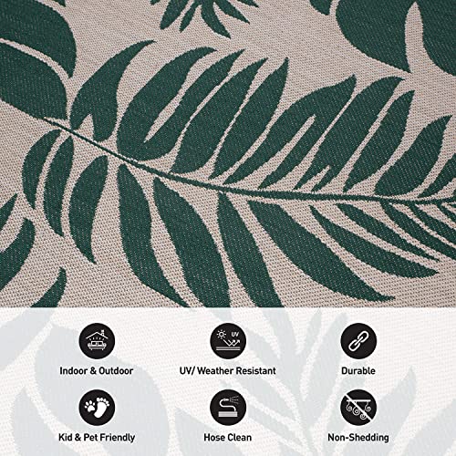 Rugshop Salvora Floral Leaves Textured Flat Weave Easy Cleaning Outdoor Rugs for Deck,Patio,Backyard Indoor/Outdoor Area Rug 2' x 3' Green