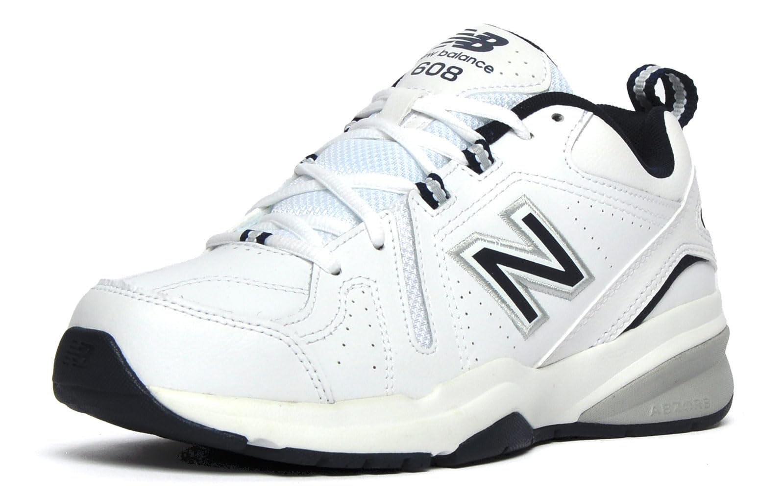 New Balance Men's 608 V5 Casual Comfort Cross Trainer, White/Navy, 8.5 X-Wide