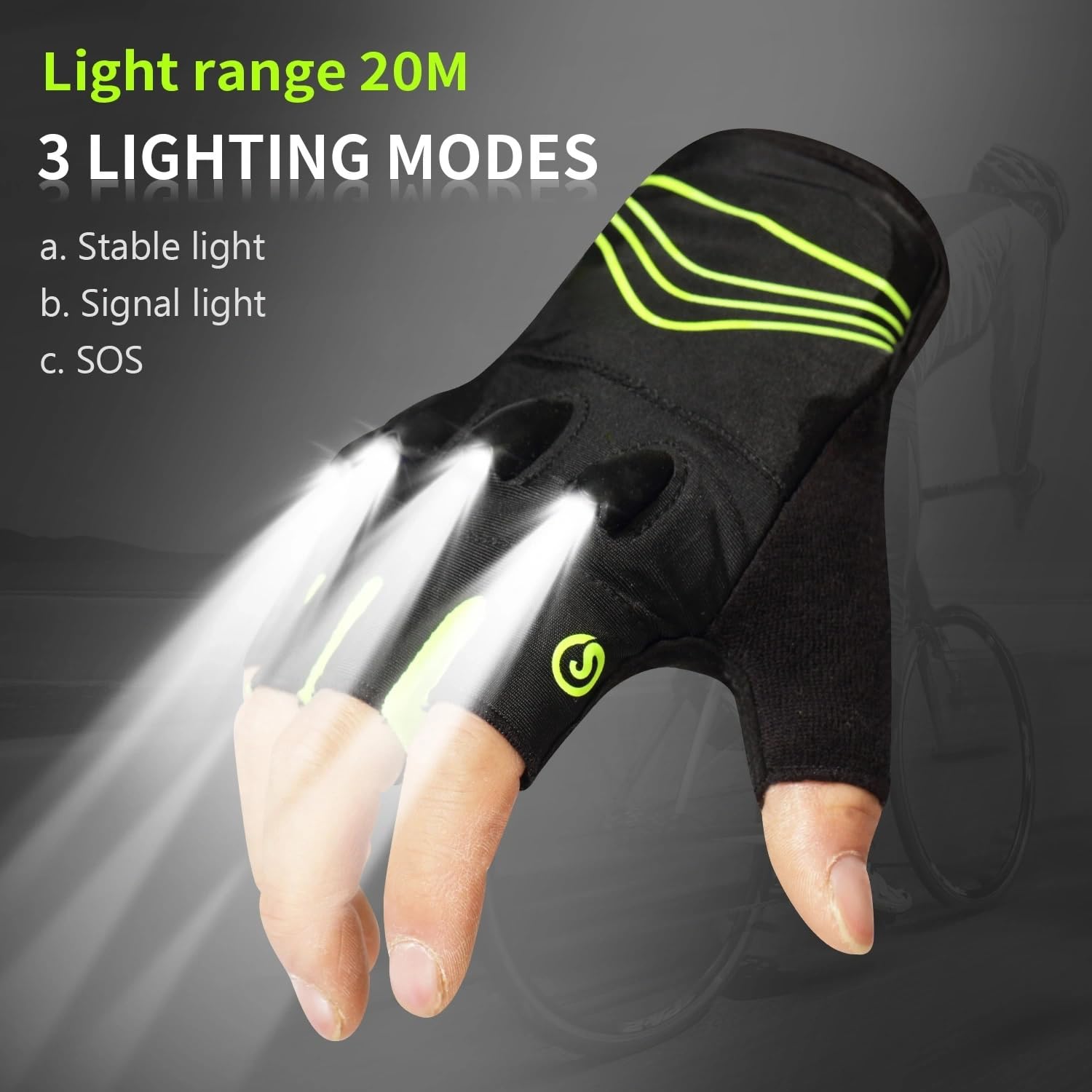 Rechargeable 4 LED Flashlight Cycling Gloves Hands Free Led Flashlight for Running Walking Fishing Riding Safety Gloves Solid Quality Comfortable Fits Bicycle Flashlight Gloves for Men Gifts