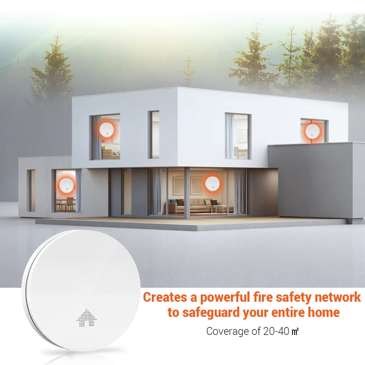 Jemay 10 Year Lithium Battery Photoelectric Smoke Detectors,Ultra Thin Design Smoke Detetor,Smoke Alarm with Automatic Brightness Adjustment, Fire Safety with Self-Test and Easy Test Button,4 Packs