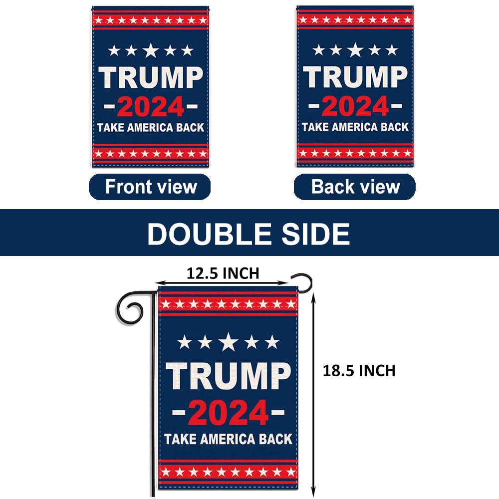 ERT Donald Trump 2024 Garden Flag Double Sided 12X18 Inch Outdoor Take America Great Flag President Flags MAGA