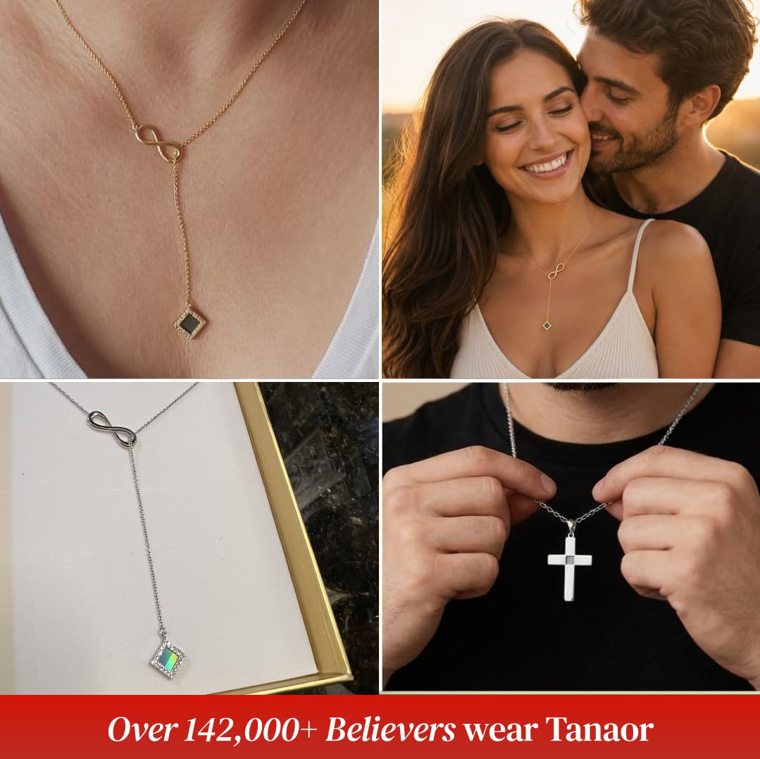 TANAOR nano bible jewelry women Infinity Religious Lariate Necklace, nano bible necklace for women with Entire KJV Holy Bible Engraved, Christian Faith Jewelry Gift with Zirconia
