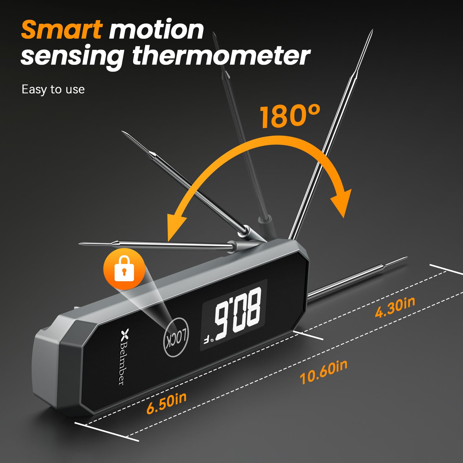 Meat Thermometer Digital, 0.5 Sec Instant Read Thermometer with High Accuracy(±0.5°F), 180°Rotating Display for Turkey Beef Lamb, Food Thermometer for Roast, Oven, Grill, BBQ, Smoker