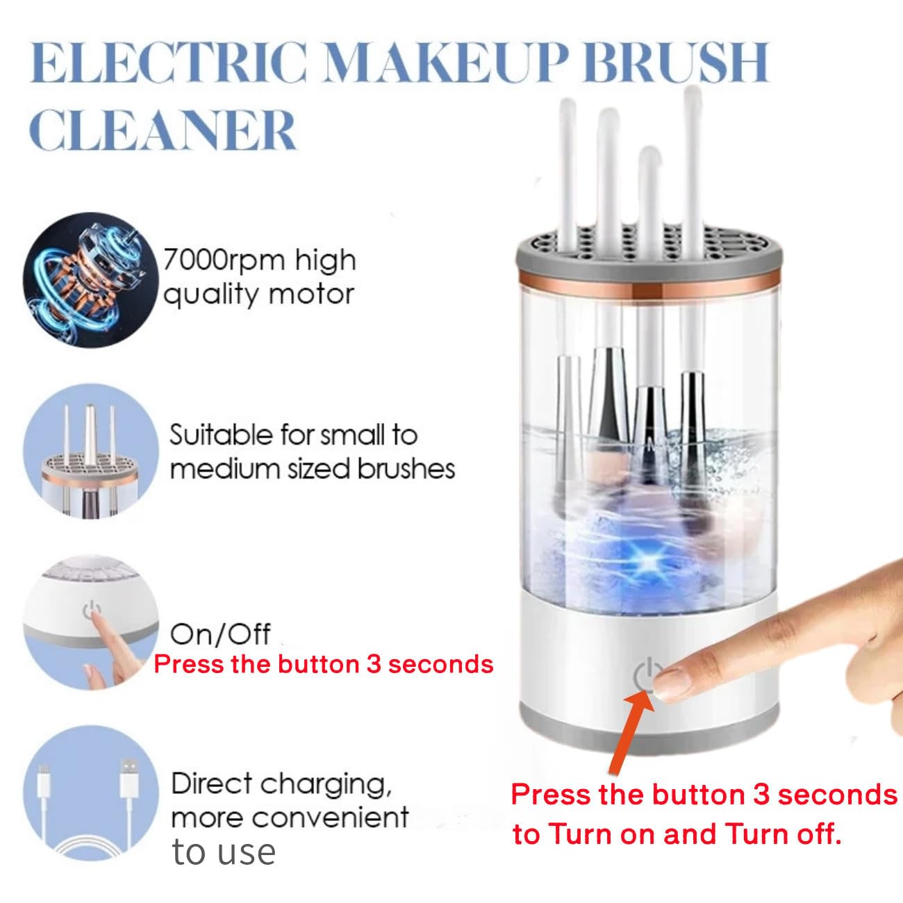 Electric Makeup Brush Cleaner,Automatic Makeup Brush Cleaner with Silicone Makeup Cleaning Mat,Deep Cleaning for Makeup Brushes,Make up Brush Cleaner machine