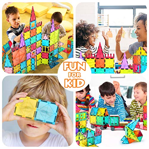 Jasonwell Magnetic Tiles Building Blocks Set for Boys Girls Preschool Educational Magnet Construction Kit Stacking STEM Toys Christmas Birthday Gifts for Kids Toddlers 3 4 5 6 7 8 9 10 + Year Old