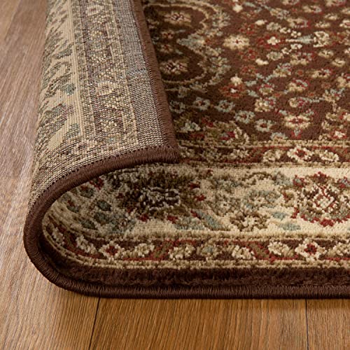 Superior Indoor Area Rug or Runner, Jute Backing, Traditional Floral Scroll Medallion, Ideal for Entryway, Living Room, Kitchen, Bedroom, Hallway, Floor Cover, Astral Collection, 4' x 6', Mocha