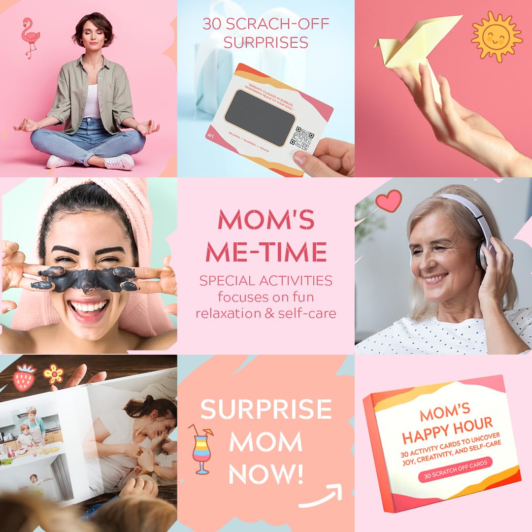 Gift for Mom from Daughter or Son | Mom's Happy Hour: 30 Inspiring & Relaxing Scratch Off Activities for Moms | Mothers Day Present Ideas for Her | Affirmation Card Game for Women | Mom Birthday Gifts