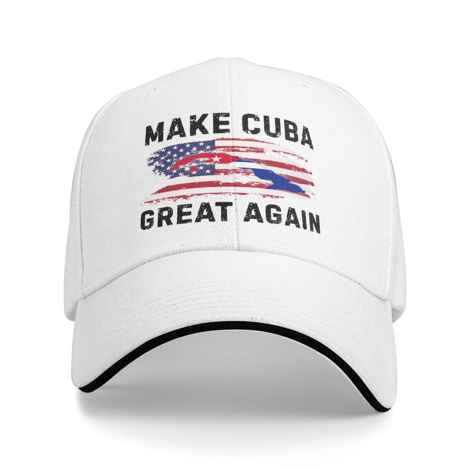 Huareicq Make Cuba Great Again Hat Cuban Flag Baseball Cap Dad Trucker Hat White