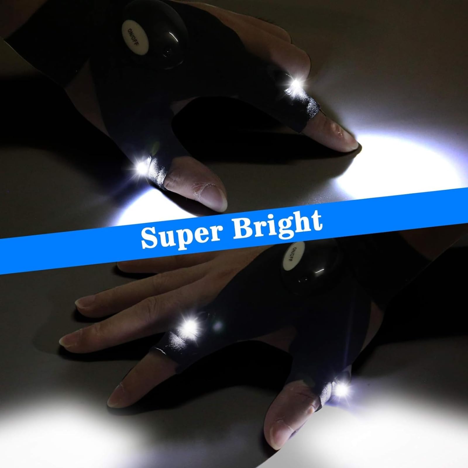 genkigold Hands-Free LED Flashlight Gloves for Dad, Boyfriend, Husband - Ideal Gadget for Camping, Fishing, and Repairs - Great for Father's Day, Christmas, Birthday