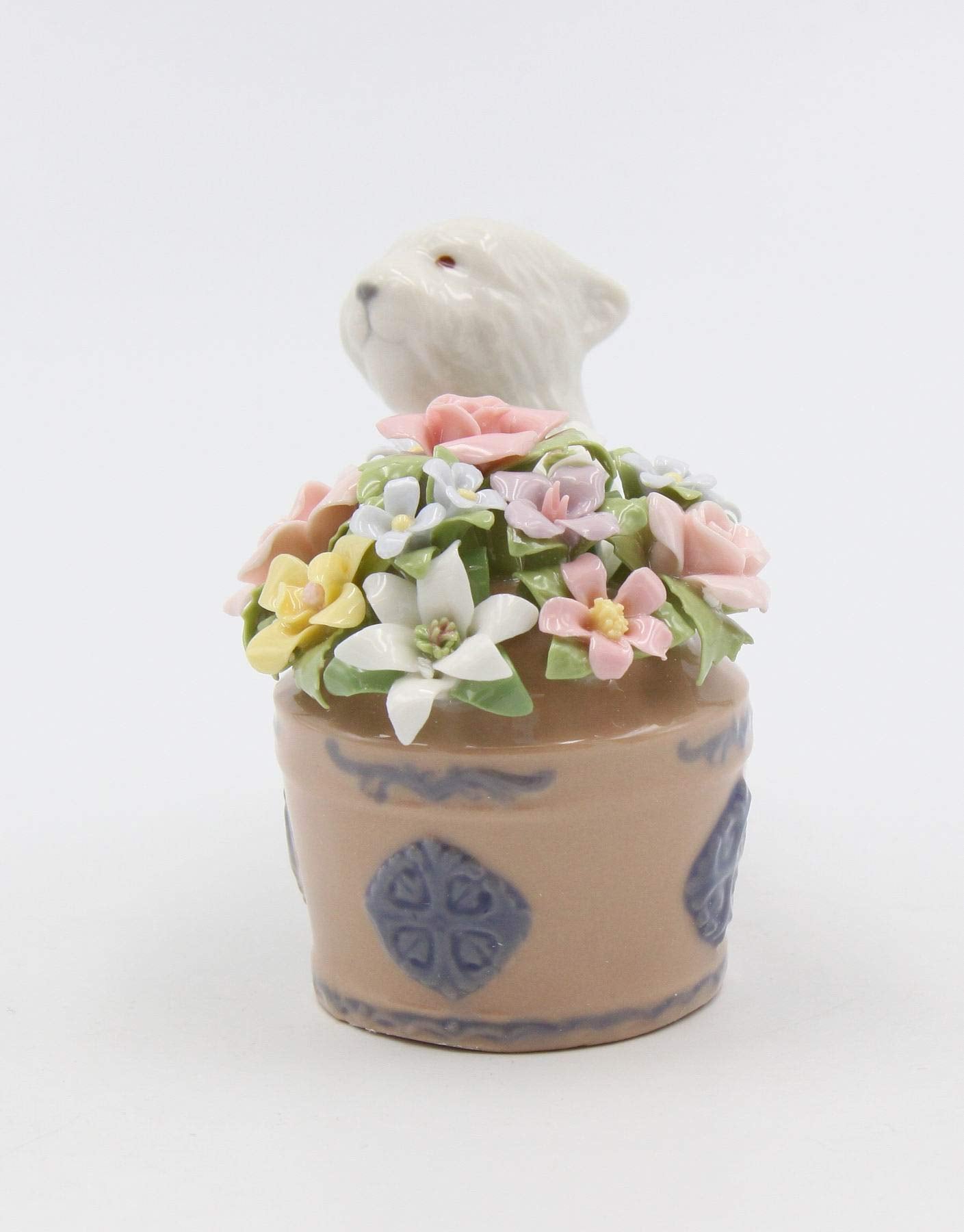 Cosmos Gifts Fine Porcelain Westie Western Terrier Dog with Flower Pot Figurine, 4-1/8"