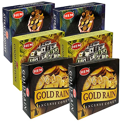 Hem Incense Cones Variety Pack #6 and Cone Incense Burner Bundle with 6 Most Admired Fragrances