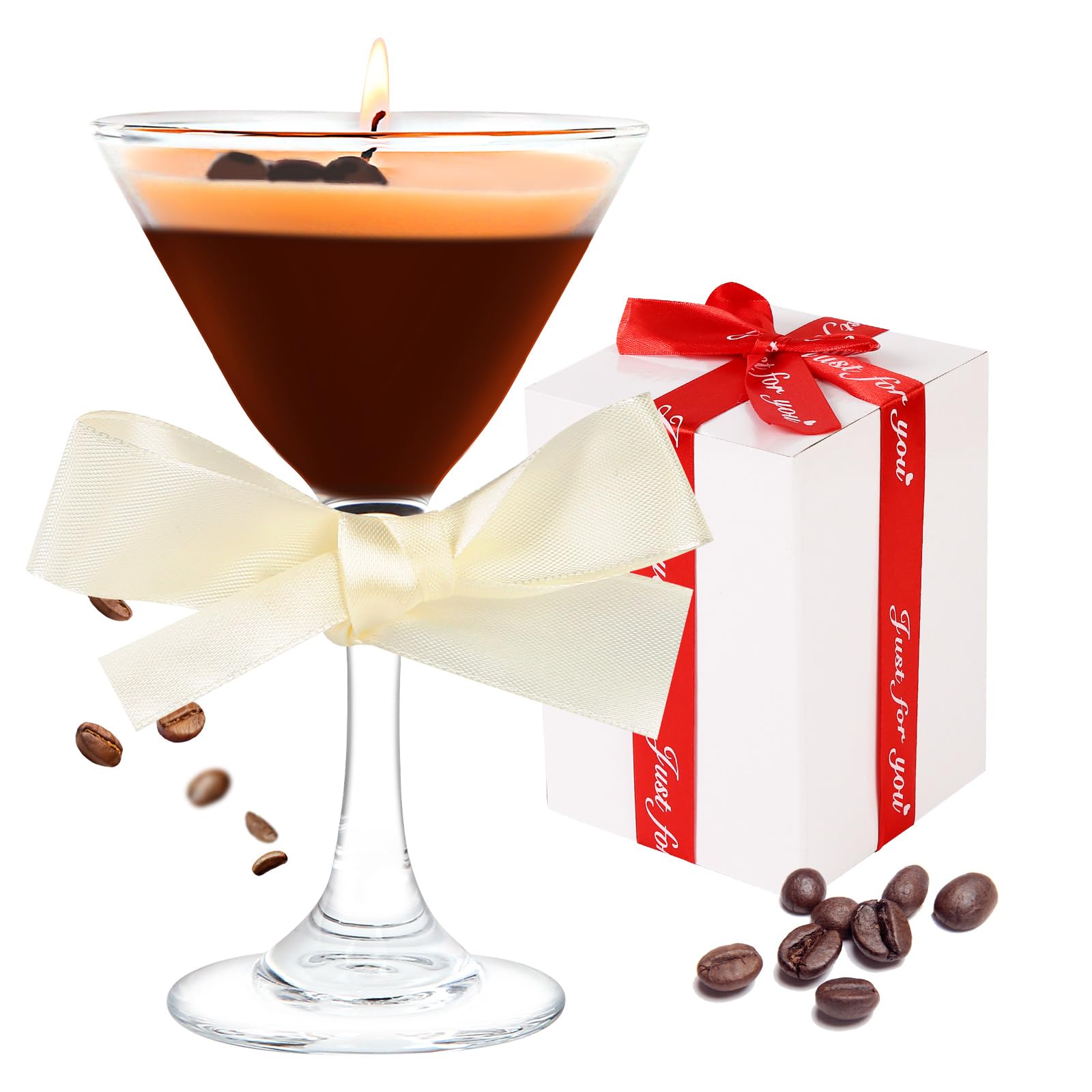 Espresso Martini Candle in Glass, Scentini Candle Espresso Martini Gifts for Women Men, Soy Wax Coffee Scented Candles for Home,Bedroom,Coffee Bar Scented for Christmas, Birthday,Valentine,Halloween