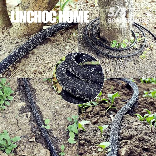 Linchoc Home Soaker Hose 5/8 Inch 15FT Solid Brass Connector for Garden Beds, Tree,Lawn and Plants
