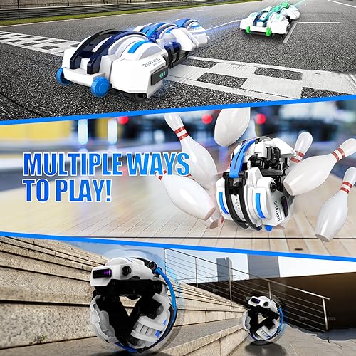 BAZADER RC Car with LED Lights - Remote Control Car Snakes 360° Roll Toy, Birthday for Kids Age 7 8 9 10 11+ Year Old, 2 Batteries 60+min, Indoor/Outdoor Toy for 6-12 yr Teen Boys