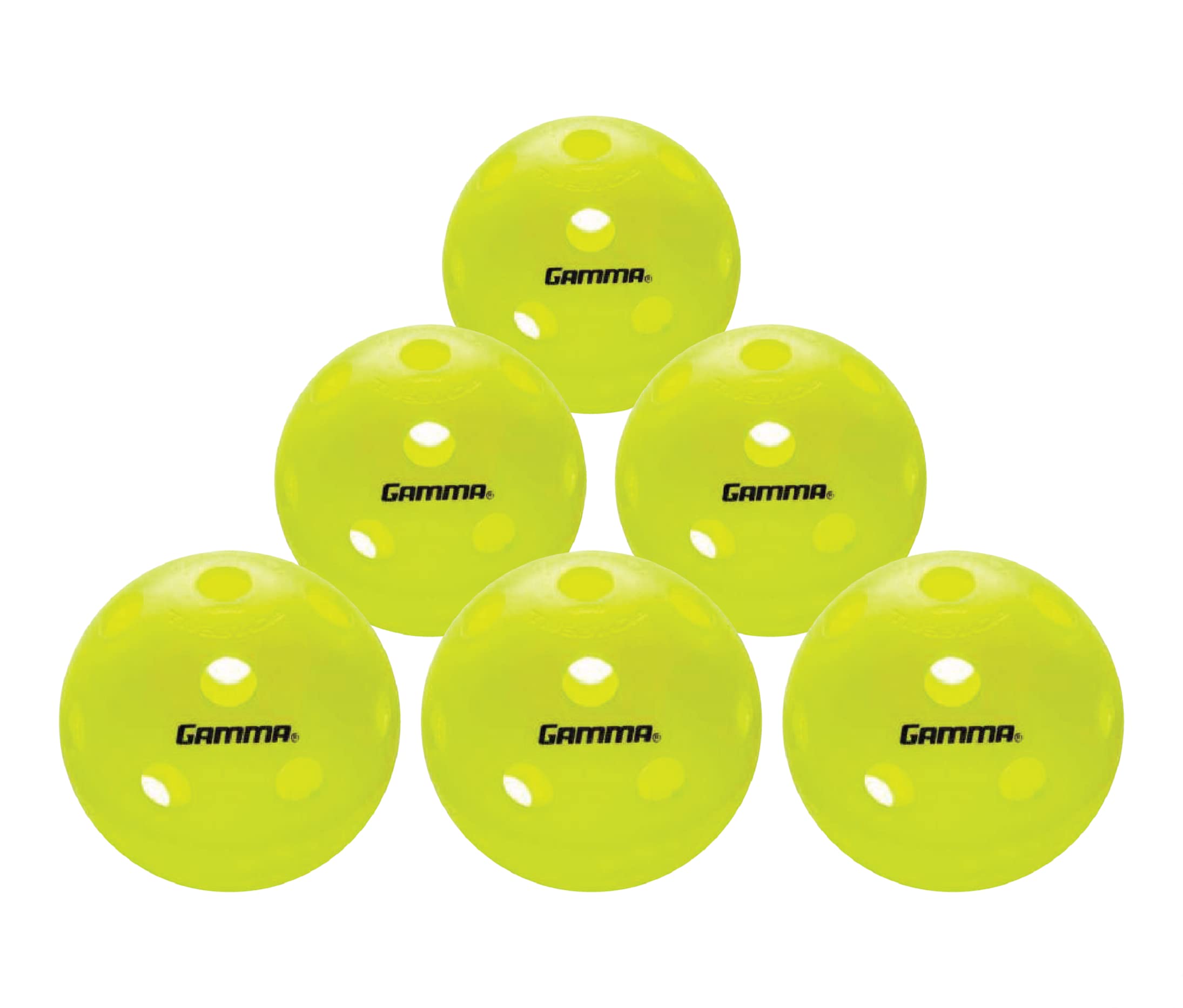 Gamma Photon Indoor Pickleballs Pack of 6, USAPA Approved, High-Visibility, Durable and Ultra-Balanced