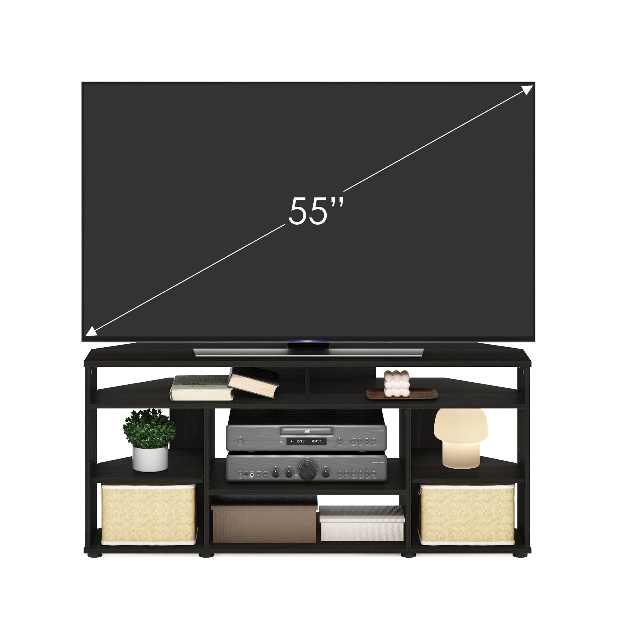 Furinno Jensen Corner TV Stand TV up to 55 Inches, Espresso