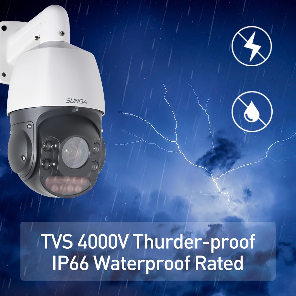 SUNBA Auto Tracking PTZ Camera IP PoE+ Outdoor, RTMP YouTube Broadcasting, Starlight 1080p 25x Optical Zoom, Live Streaming Dome, Night Vision up to 1000ft (Illuminati) Compatible for Hikvision