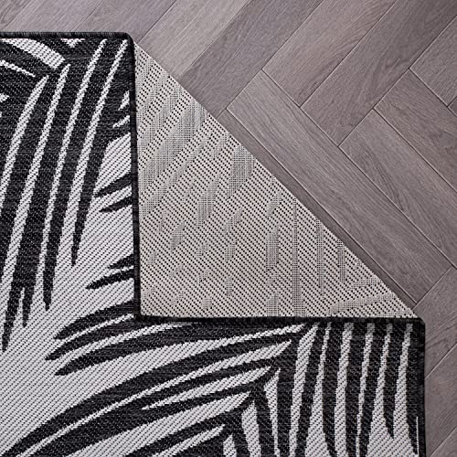 Rugshop Contemporary Distressed Leaves Textured Flat Weave Easy Cleaning Outdoor Rugs for Deck,Patio,Backyard Indoor/Outdoor Area Rug 2' x 3' Black