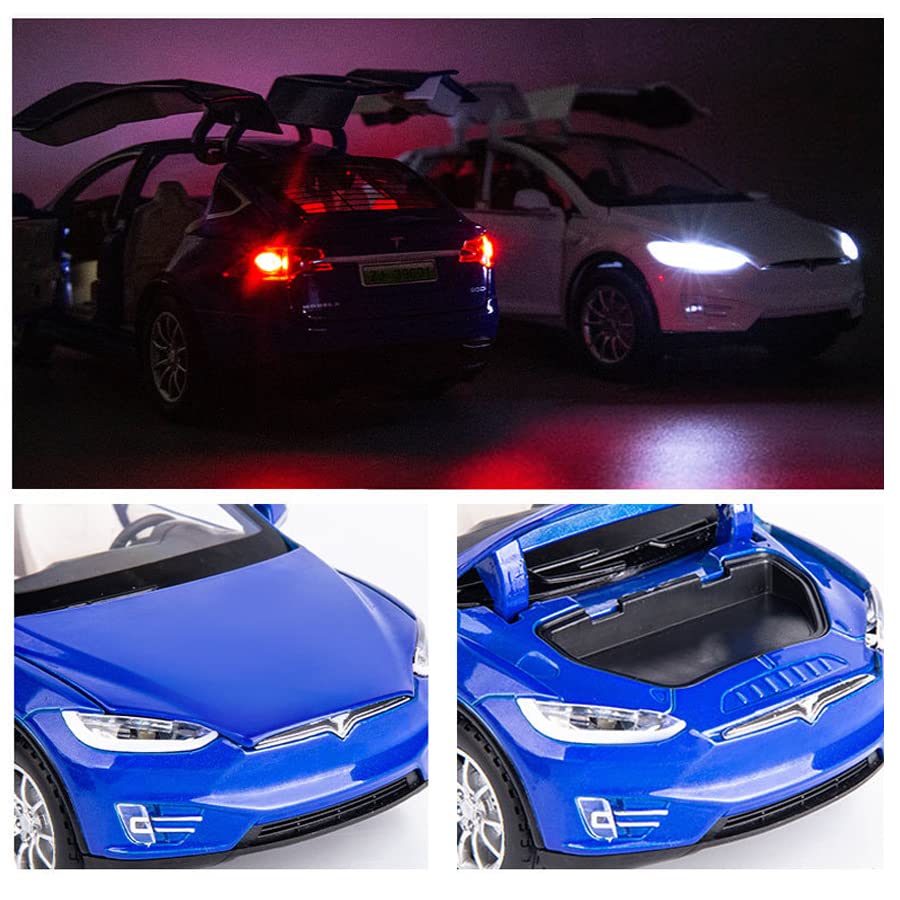 1:32 Scale Car Model X90 Tesla Alloy 1/32 Diecast Model Car w/Sound & Light Pull Back Model Mini Vehicles Toys for Kids Gift Tesla Lovers Collection