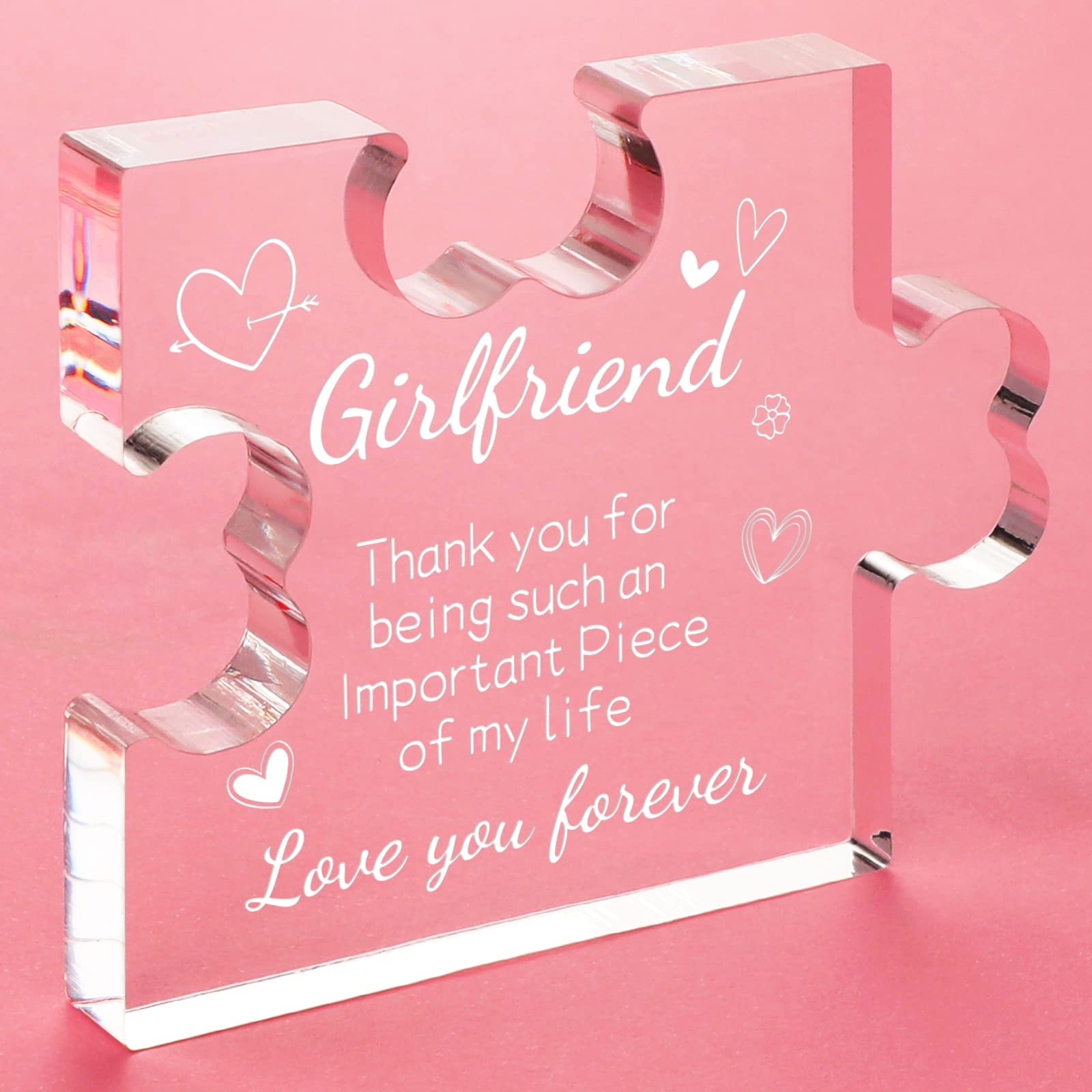 Funnli for Girlfriend Her Acrylic Puzzle Plaque - Anniversary Birthday Gift for Her - Girlfriend Birthday Gifts Wedding Card Gifts for Girlfriend 3.35 x 2.76 Inch Desk Decorations