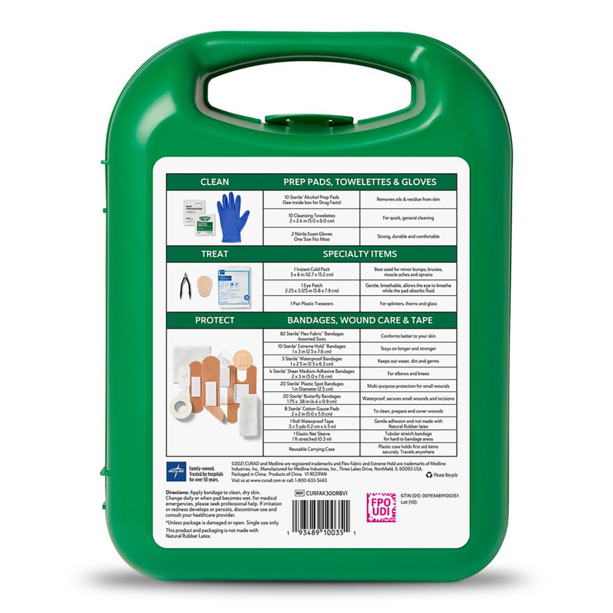 CURAD 175-Piece Complete First Aid Kit in Reusable Case, One