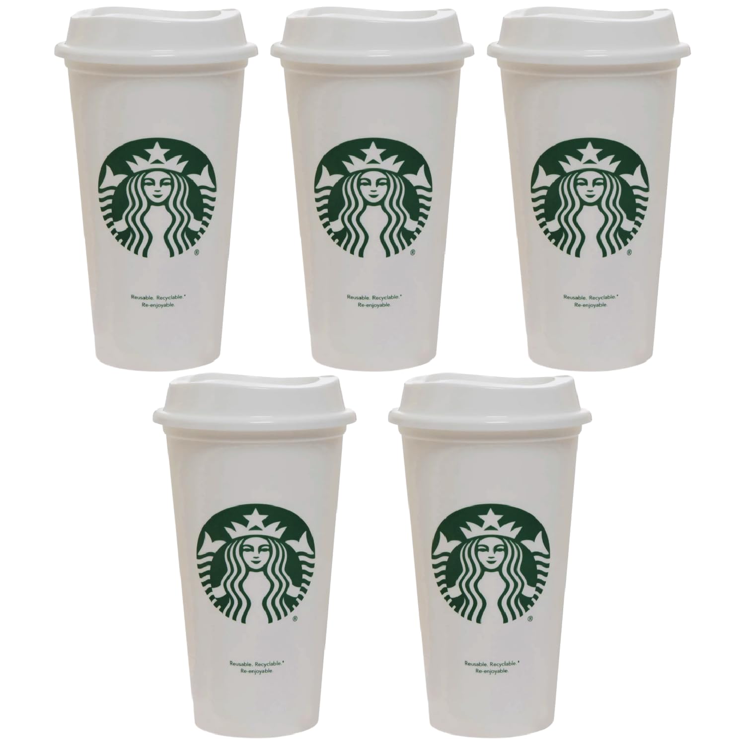 Starbucks Set of 5 16oz Reusable Hot Cups with Lid
