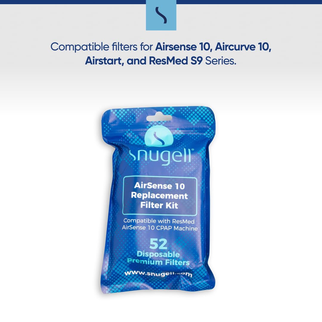 Disposable Replacement CPAP Filters by Snugell (6-Pack) - Compatible with Resmed Airsense 10, Aircurve 10-S9 Series - for Home and Travel Use