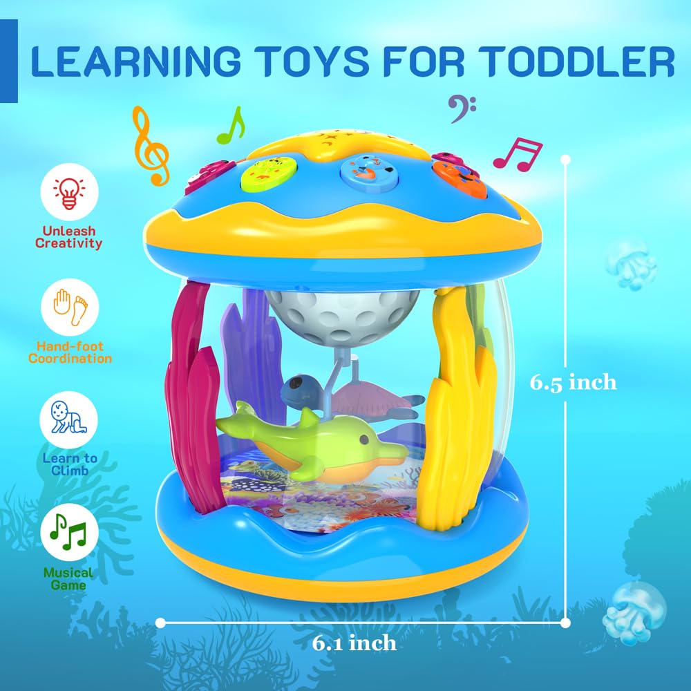 Baby Toys 6 to 12 Months - Musical Projector Rotating Light Up Toys, Tummy Time for Infant 12-18 Months, Learning Toys for Toddler 1 2 3 Years Old, Birthday Gifts for Boys Girls 0-3-6-9-12-18 Months