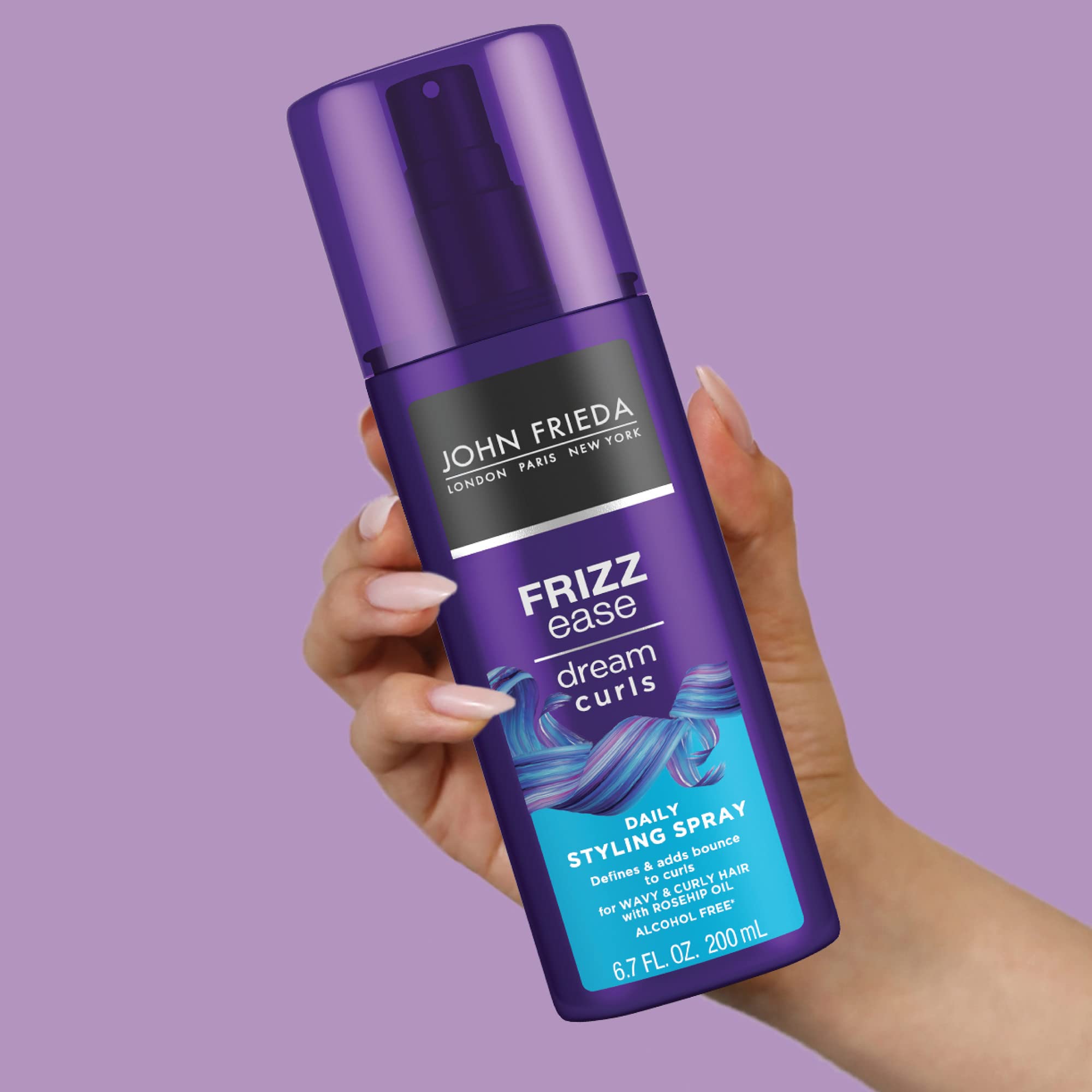 John Frieda Anti Frizz, Frizz Ease Dream Curls Daily Styling Spray for Curly Hair, Magnesium-enriched Formula, Revitalizes Natural Curls, 6.7 Ounce