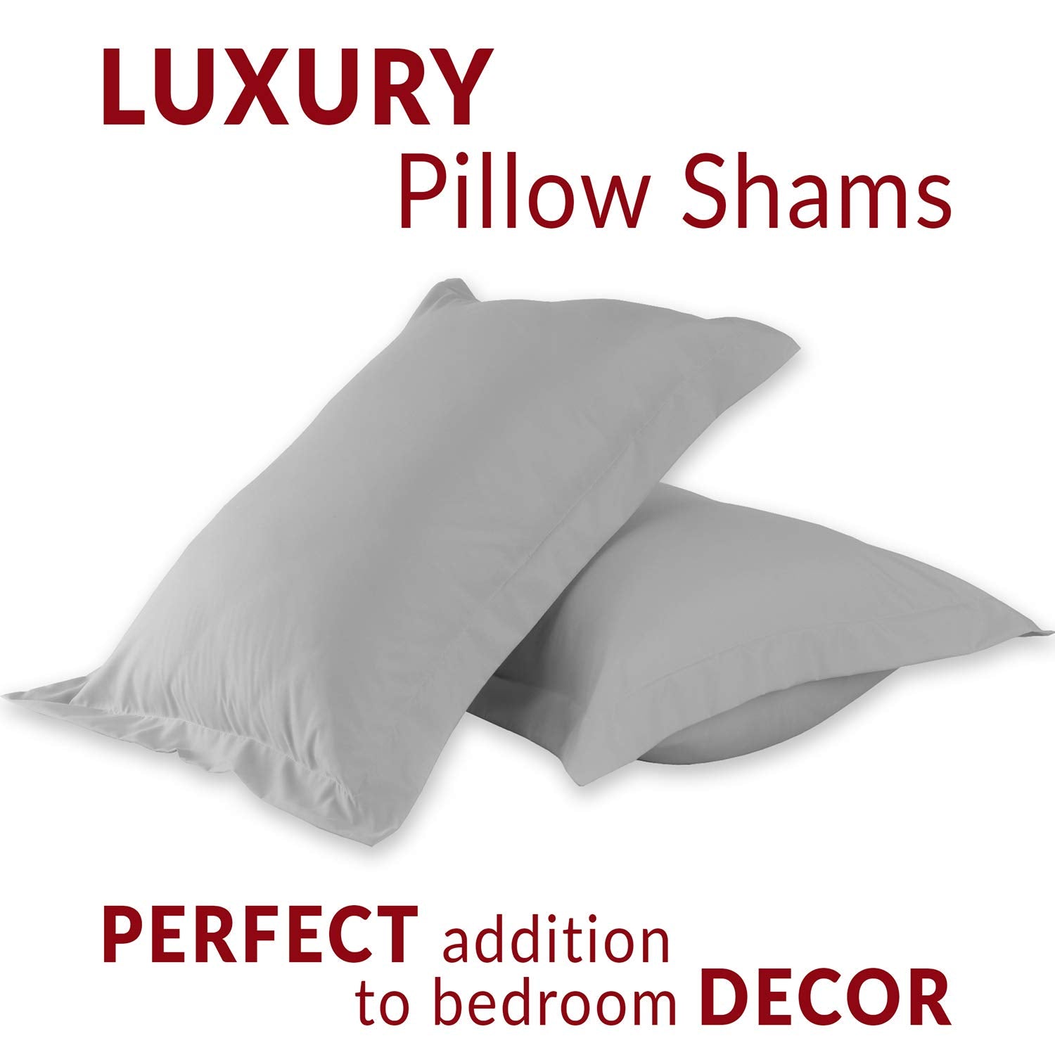 Mellanni Bed Sheet Set + 2 Pillow Shams Bundle&Save - Hotel Luxury Bedding Sheets & Pillowcases - Bundle Includes: 4pcs Bed Sheet Set and 2 Pillow Shams with 2" Flange (Queen/Standard, Light Gray)