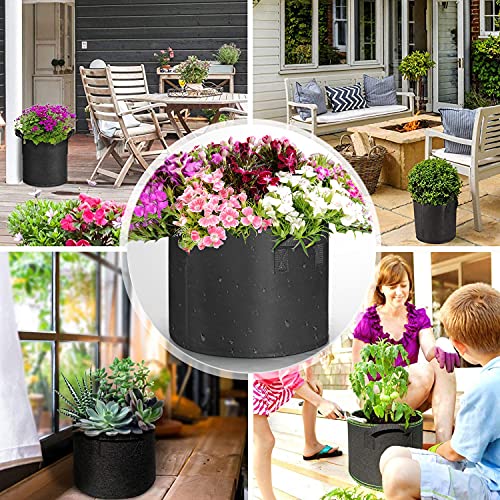 Smirdx 6 Pack Brown Plant Grow Bags with Handles, 1 Gallon Heavy Fabric Raised Garden Bed Pot for Vegetable, Non-Woven Durable Breathe Planting Container for Potato, Carrots, Onions, Flower