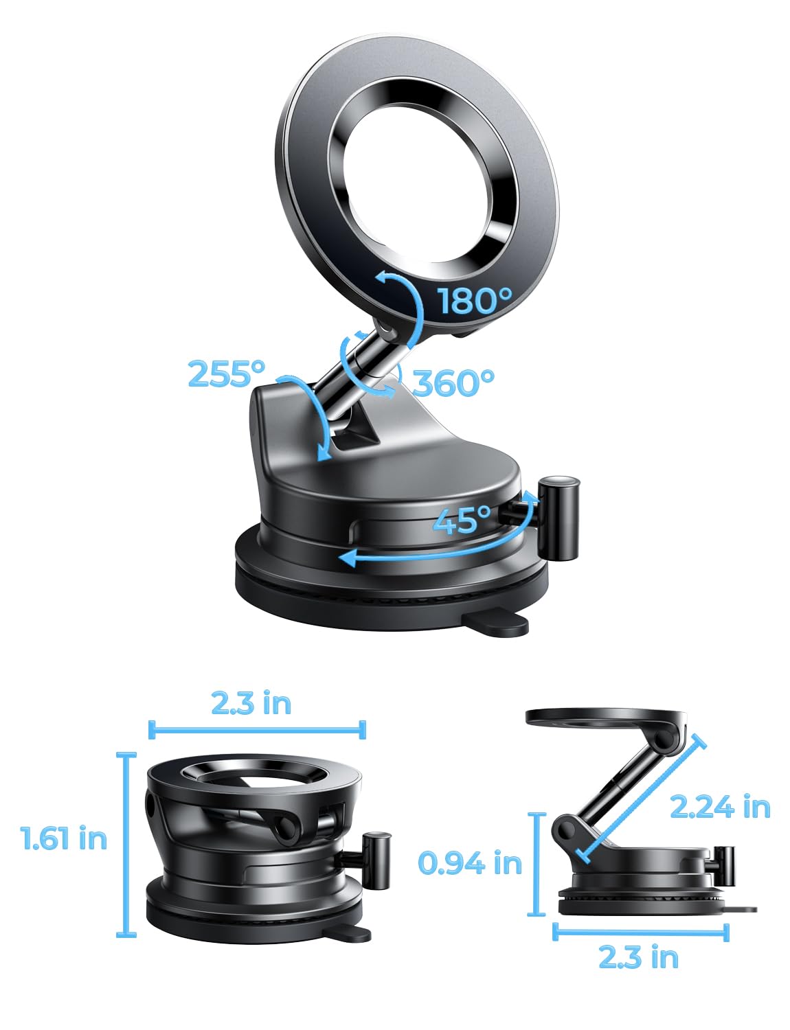 LISEN Vacuum Magnetic Phone Holder for Car, SuctionPro Magsafe Car Mount 360 Adjustable Phone Mount for Car Accessories/Truck/Jeep/Windshield/Mirror/Kitchen/Gym for iPhone 17 Pro Max 16 15 14 13