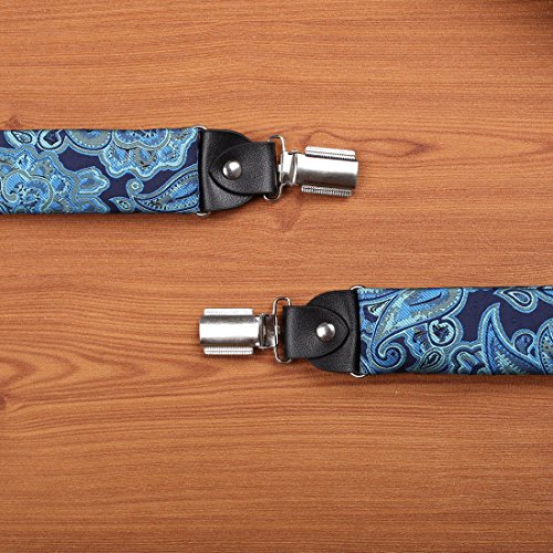 Epoint EFBB0018 Dark Red Black Paisley Suspenders Silk Y-Back Suspenders Stainless Steel Clip