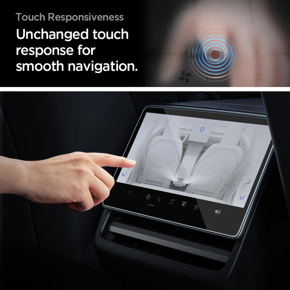 Spigen Tempered Glass Screen Protector [GlasTR Slim] designed for Tesla Model 3 (2024/2025/2026), Model Y Juniper (2025/2026) 8" Rear Touchscreen - Matte/Anti Finger Print