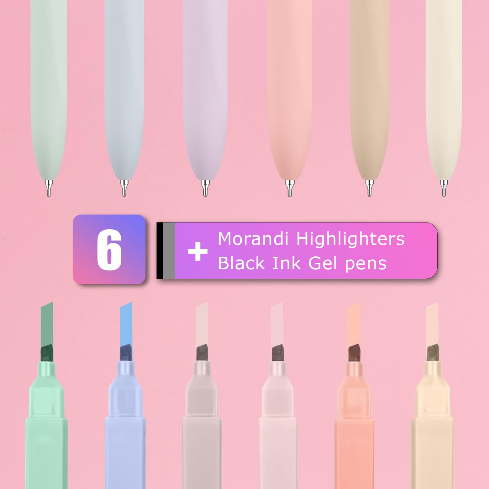 12 PCS Aesthetic Bible Highlighters and Gel Pens, Cute School Supplies for College Study, Preppy Stuff, Office Desk Accessories for Journaling Planner Note Taking College Essentials Nurse Supplies