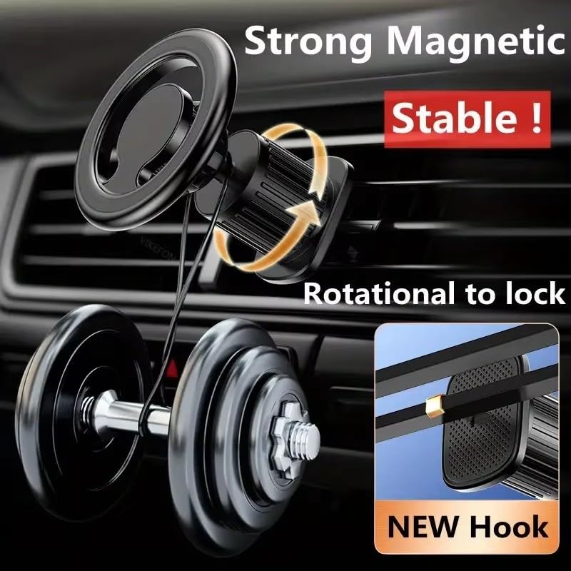 for Magsafe Car Mount【Strong Magnets】 Magnetic Phone Holder for Car Phone Holder Mount Truck Dash 360°Cellphone Holders for Your Car Accessories for Women Men iPhone 16 Pro 15 14 13Plus (2Blak, 7)