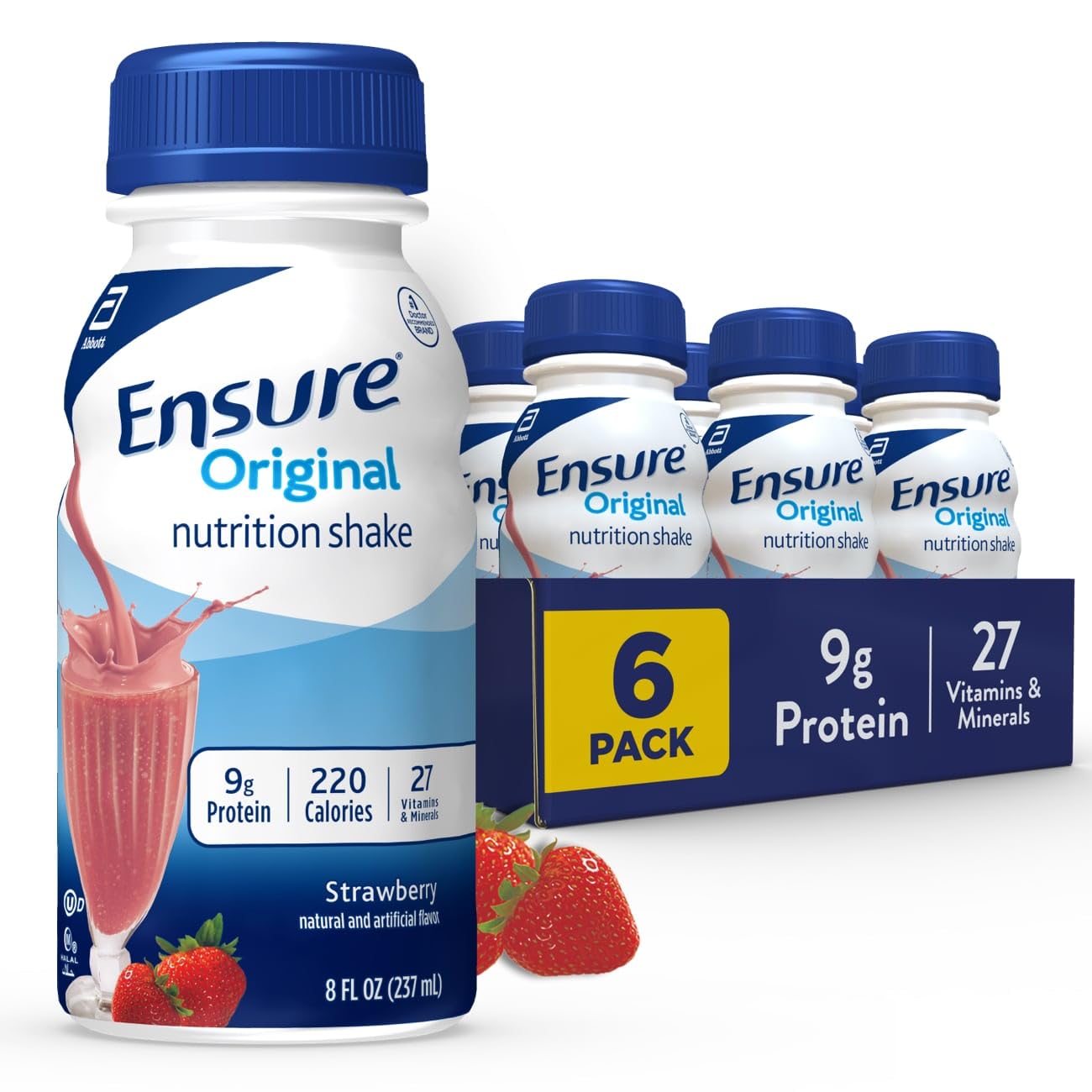 Ensure Original Strawberry Nutrition Shake | Meal Replacement Shake | 6 Pack