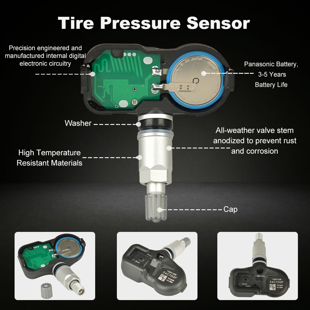 Replacement TPMS Sensor Tire Pressure Monitoring System Sensor 315MHz Compatible with Toyota 4Runner Camry Corolla Highlander FJ Cruiser Prius Replacement for 42607-33021 42607-06011 42607-33011